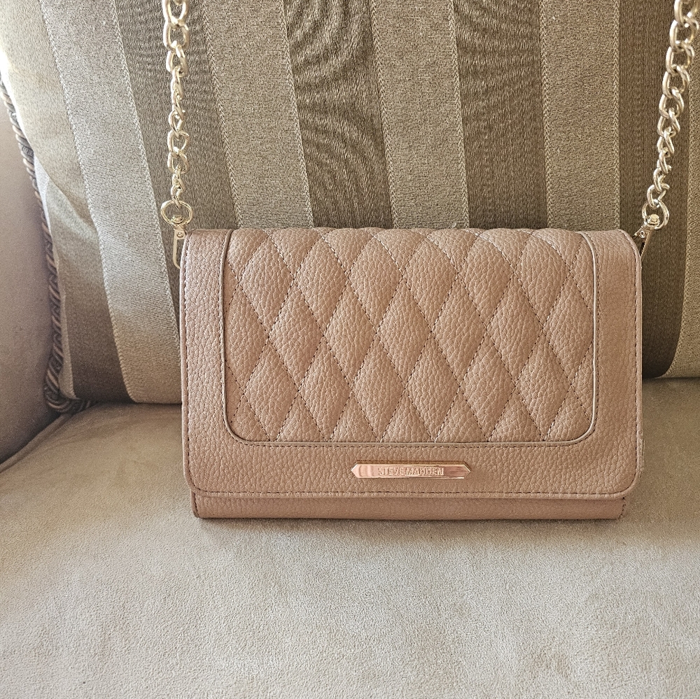 STEVE MADDEN Tan Quilted Women's Bag